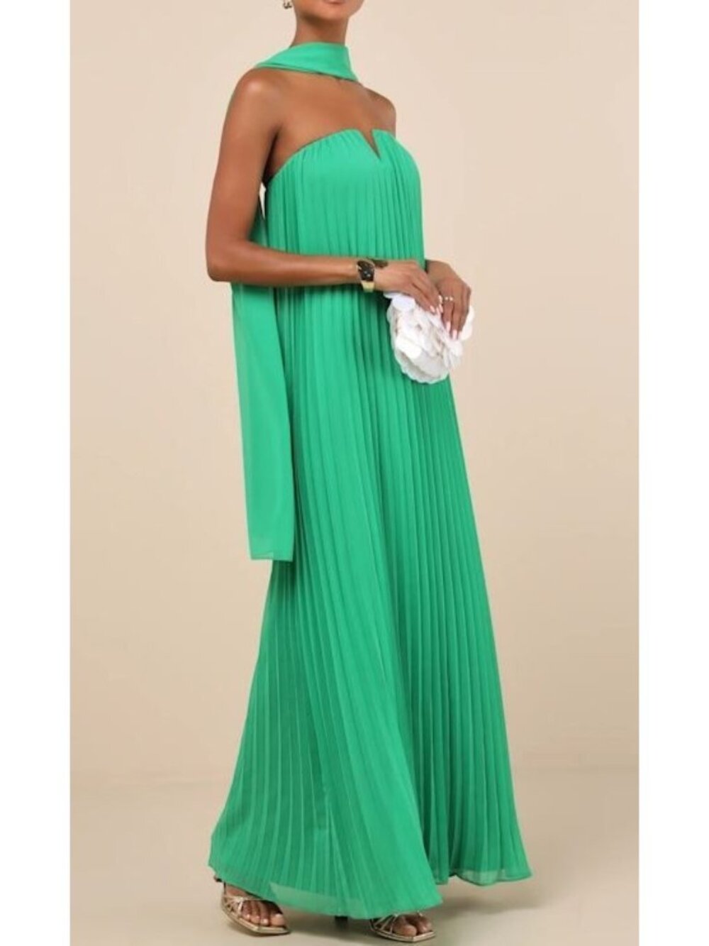 Lulus Lael Green Pleated Strapless Dress Size Small NWT